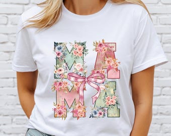 Floral Bow Mama Shirt, Spring Mom Tee, Mother’s Day Gift