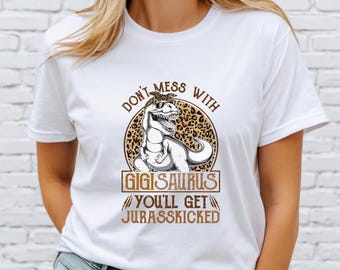 Funny Gigi Dinosaur Shirt, Leopard Dino Tee, Grandma Gift for Her