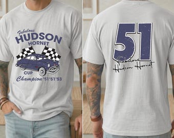 Doc Hudson Hornet Racing T-Shirt, 100% US Cotton, Retro Cars Tee
