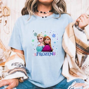 Camiseta de la princesa Elsa y Anna, cuello redondo de algodón de EE. UU., viaje familiar de Frozen a Disneyland, regalo de cumpleaños imagen 7