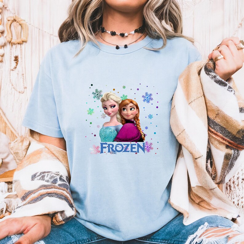 Camiseta de la princesa Elsa y Anna, cuello redondo de algodón de EE. UU., viaje familiar de Frozen a Disneyland, regalo de cumpleaños imagen 7
