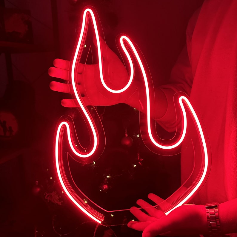 Fire LED Neon Light Flame Led Neon Sign Wall Decor Led Etsy