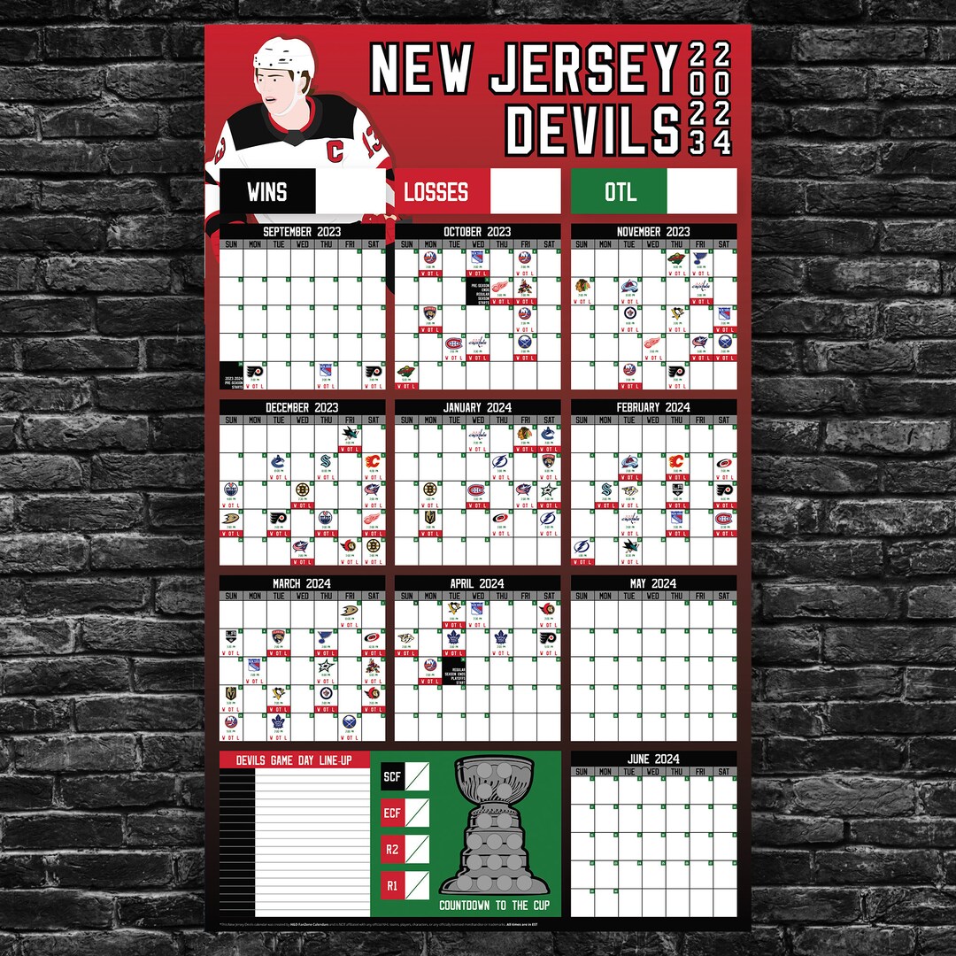 Devils 20232024 Schedule dry Erase Calendar Etsy