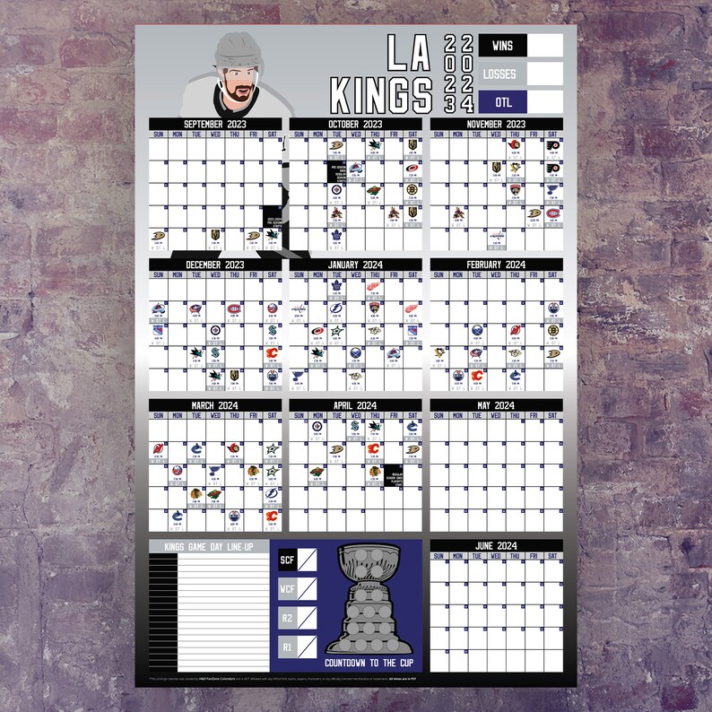Kings 20232024 Schedule dry Erase Calendar Etsy