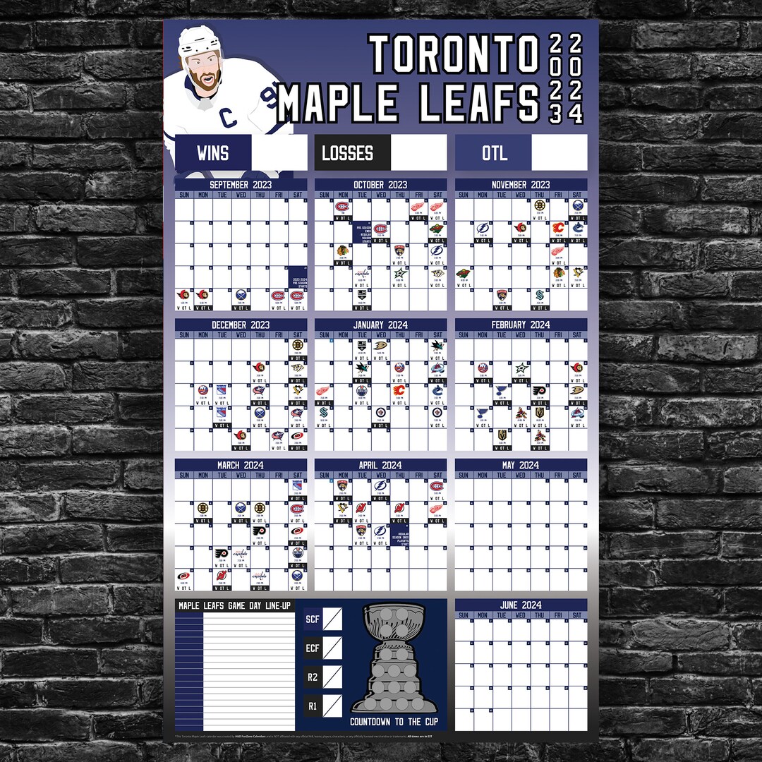 Maple Leafs 20232024 Schedule dry Erase Calendar Etsy