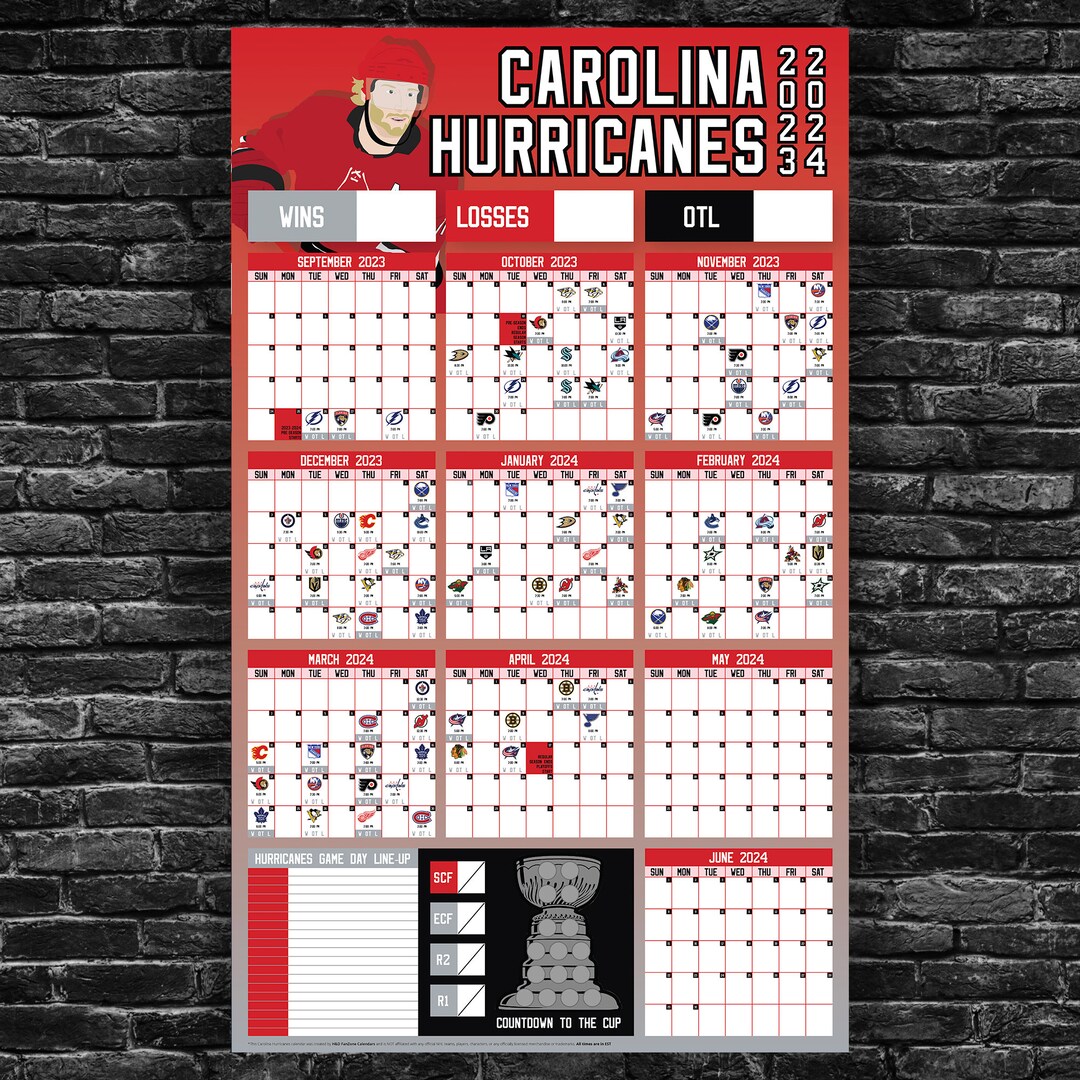Hurricanes 20232024 Schedule dry Erase Calendar Etsy