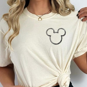 Minimalist Mickey Sketch Comfort Colors® Shirt, Pocket Mickey Shirts, Simple Disney Shirt, Disney Vacation Shirt, Mickey Silhouette Shirt