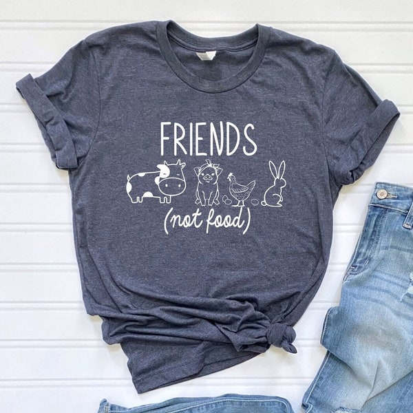 Vegan T-Shirt, Funny Vegetarian Tee, Animal Rights Rescue Gift, Friends Not Food Shirt, Animal Activist Present, Vegan Vibes Mom T-Shirt