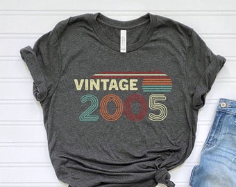 Vintage 2005 Shirt, Custom 18th Birthday T-shirt, Eighteen Age Tee, Birthday Gift Tee for Women, 18st Bday Shirt for Teen, Born in 2005 Tee