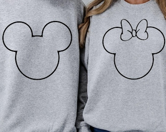 Mickey Minnie Head Sweatshirt, Disney Mickey Minnie Sweatshirt, Disneyworld Sweatshirt, Disney Couple Sweatshirt, Disney Matching Sweatshirt