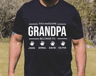 Cadeau fête des pères pour grand-père, chemise grand-père personnalisée avec noms de petits-enfants, chemise grand-père personnalisée, chemise grand-père avec noms de petits-enfants