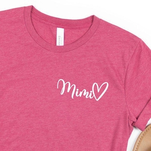 Mimi Pocket T-shirt, Minimalist Mimi Heart Shirt, Mothers Day Gift, Grandma Tee, Grandmother Shirt, New Mimi Tee,Pregnancy Announcement Gift