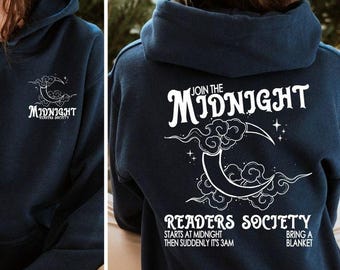 Bookworm Hoodie, Join The Midnight Reader Society Hoodie, Book Club Hoodie, Book Lover Hoodie, Librarian Hoodie, Reading Hoodie