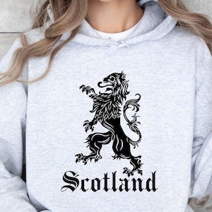 Vintage Scottish Lion Pocket Hoodie, Scotland Crest Flag Gift, Minimalist Being Scottish Hoodie, Scottish Royal Standart Lion Rampant Flag