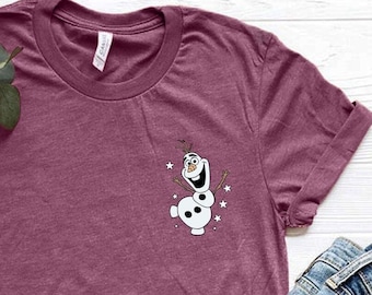 Frozen Pocket Shirt, Minimalist Disneyland Shirt, Olaf T-shirt, Elsa Shirt, Frozen Olaf Shirt, Disney Frozen Birthday Shirt, Disney Princess