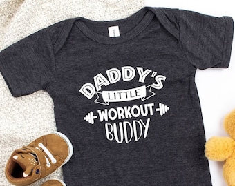 Daddy's Workout Buddy Bodysuit, Little Workout Buddy Bodysuit, Baby Announcement Bodysuit, Father Day Gift, I Love My Dad, Papas Bestie Tee