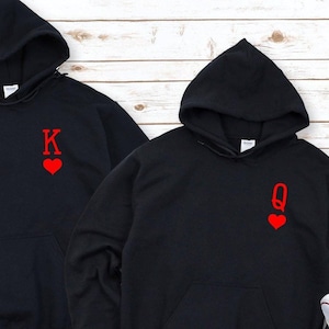 Sweat à capuche roi et reine, sweat à capuche roi de pique, sweat à capuche Crown Love, sweat à capuche reine de coeur, cadeau pour sweat à capuche couple, sweat-shirt pour couple assorti