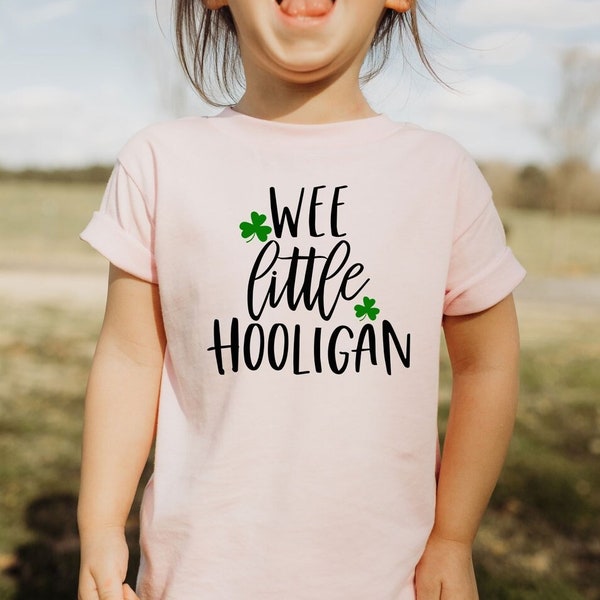 Kids St Patrick's Day Shirt, Wee Little Hooligan Shirt, Lucky Vibes Gift, Irish Baby Bodysuit, Four Leaf Clover Onesie, Shenanigans T-shirt