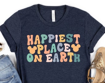 Happiest Place On Earth Retro Disney Shirt, Magical Place Shirt, Theme Park Shirt, Retro Vacation Shirt, Disneyworld Shirt, Mouse Ears Shirt