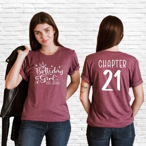 Camiseta de 21 cumpleaños, fiesta de 21 cumpleaños, regalo de 21 años, camiseta de 2003, camiseta de cumpleaños de 2002, camiseta de cumpleañera imagen 3