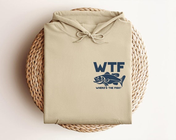 Funny WTF Where Is The Fish Pocket Hoodie, Fisherman Hoodie, Minimalist Fishing Hoodie, Fathers Day Hoodie, Present for Fisherman Hoodie