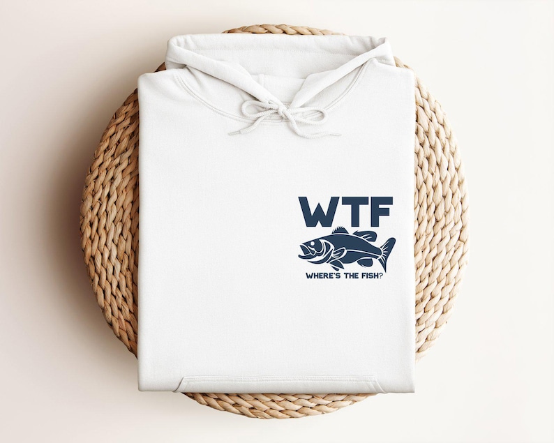 Funny WTF Where Is The Fish Pocket Hoodie, Fisherman Hoodie, Minimalist Fishing Hoodie, Fathers Day Hoodie, Present for Fisherman Hoodie 画像 3