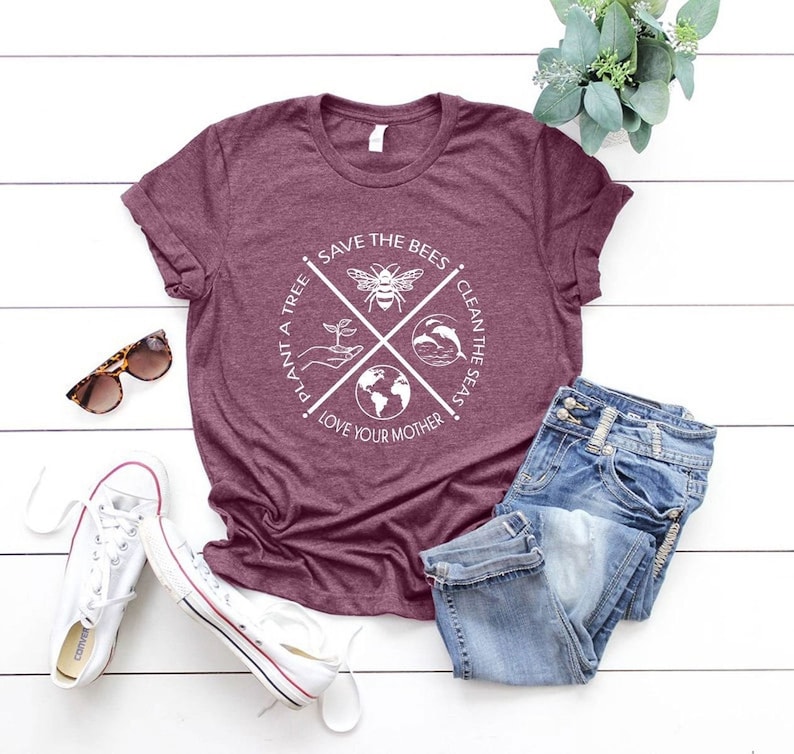 Plant A Tree Shirt, Earth Day Shirt, Clean The Seas Tee, Save The Bees Shirt, Love Your Mother T-Shirt, Earth Day Gift, Save The Planet Tee image 2