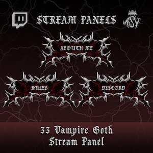 Vampire Goth Twitch Panel | Goth Twitch Panel | Stream panels | Vampire Twitch Panel | Dark Stream Panel | Horror Panel Twitch