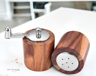 Acacia Wood Mini Grinder For Cooking, Wooden Salt And Pepper Grinder, Pepper Mill Wood, Wooden Pepper Mill Set, Wooden Kitchen Accessory