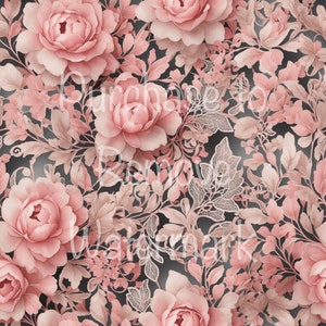 Blumenspitze-nahtloses wiederholendes Muster; Vintage Spitzenblätter; rosa Farben; Digitaler Download; Hochzeitspapier; Einladungen; Stoff