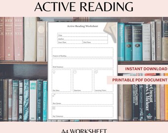 Active Reading Worksheet. Reading Tracker. Learning Aid. Improve reading. Read more books, Reading tracker, Learning.
