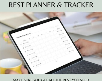 Improve your wellbeing and mental health. Weekly Rest Planner and Tracker.