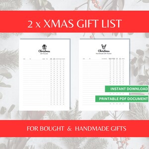 Christmas Gift List. Christmas gift list printable, Christmas gift list template, gift list Xmas Gift List. Gift Tracker.