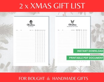Christmas Gift List. Christmas gift list printable, Christmas gift list template, gift list Xmas Gift List. Gift Tracker.