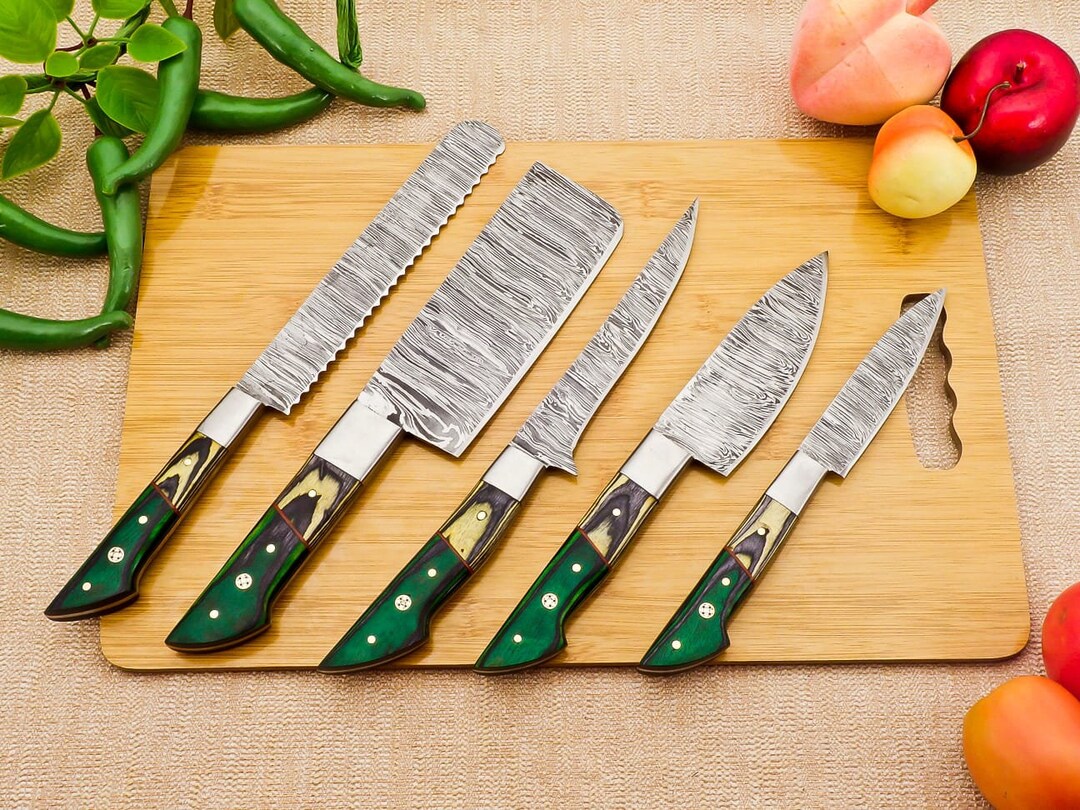 Handmade Damascus Steel Kitchen Knives Set Chef Set Etsy