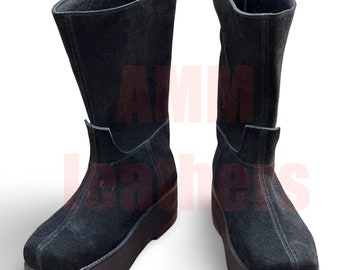 Frankenstein Cosplay Leather Boots -  Suede leather Shoes - Step into the Gothic Era