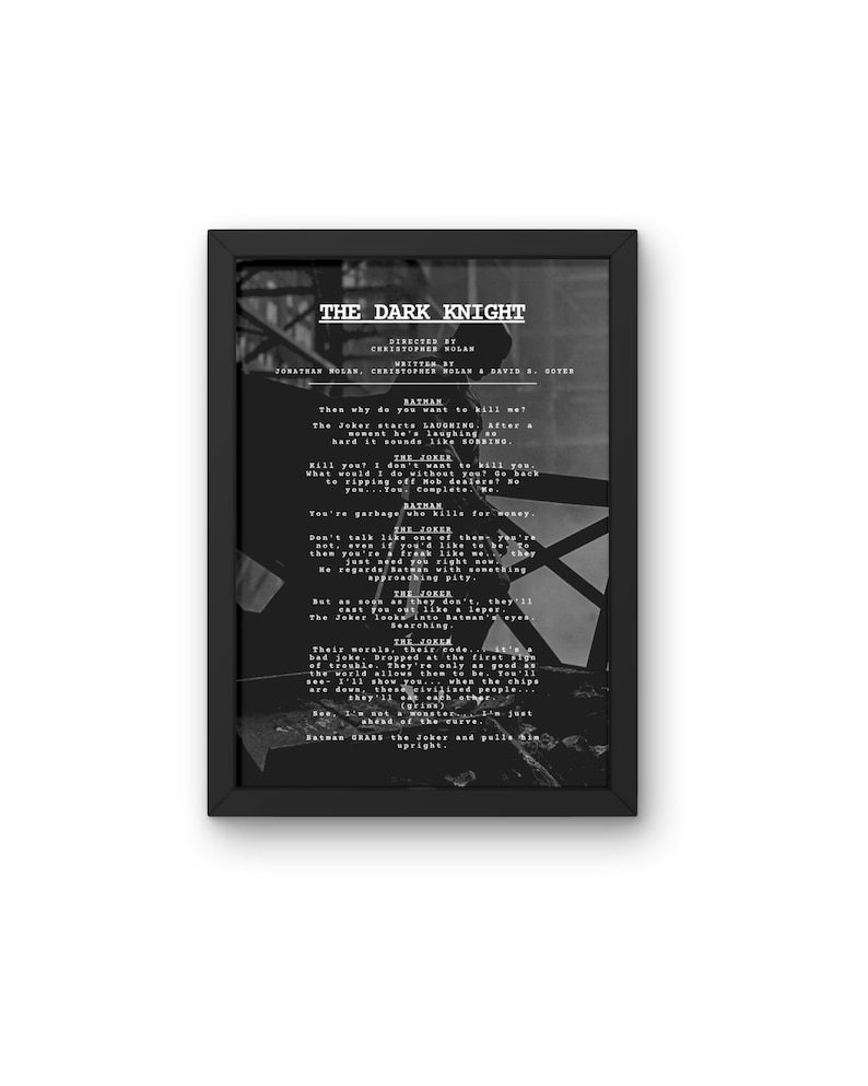 The Dark Knight Drehbuch Wandkunst Film Poster Digitaldruck Bild 1