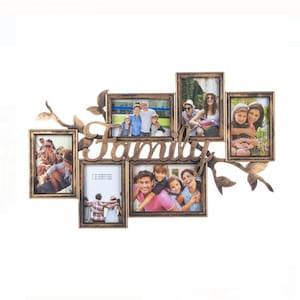 Marco decorativo de fotos familiar en bronce con 6 posiciones para fotos.