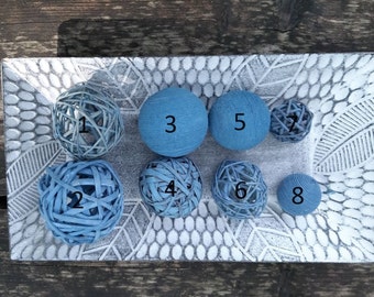 Handgemachte blaue dekorative Kugeln, Vase Filler, Bauernhaus Tischdekoration