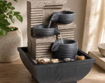 Desktop Fountain with LED Light – Relaxing Zen Décor