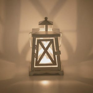 Decorative Lantern Hanging Metal White Gold Brushed