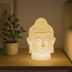 Buddha Head LED Lamp – Zen Decor, Meditation Light, Battery Operated Night Light, Spiritual Gift, Buddha Statue Table Lamp