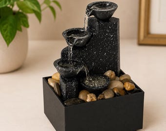 Tabletop LED Indoor Fountain with Steps & Stones – Soothing Waterfall Feature