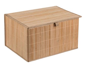 Caja de almacenamiento plegable de bambú con tapa: solución de almacenamiento en color natural