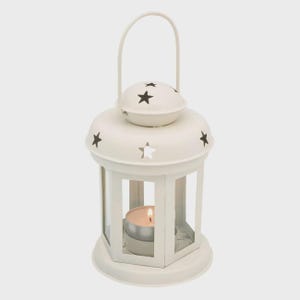 Decorative Metal Lantern Off-White Stars Metal Lanterns Elegant unused Small Metal Lantern, Wedding Decor, Moroccan Lantern