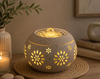 Decorative Fountain with Soft Lighting – Elegant Flower Design