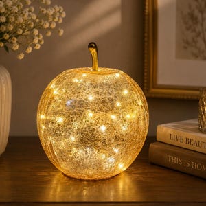 Glass Apple Table Lamp with 15 LEDs, Ambient Table Décor
