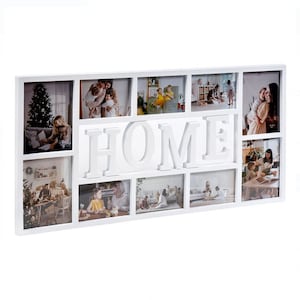 Marco de fotos decorativo blanco con forma de collage: capacidad para 10 fotografías