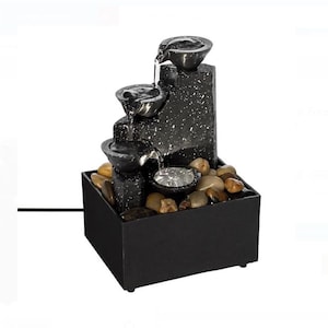 Tabletop LED Indoor Fountain with Steps & Stones – Soothing Waterfall Feature