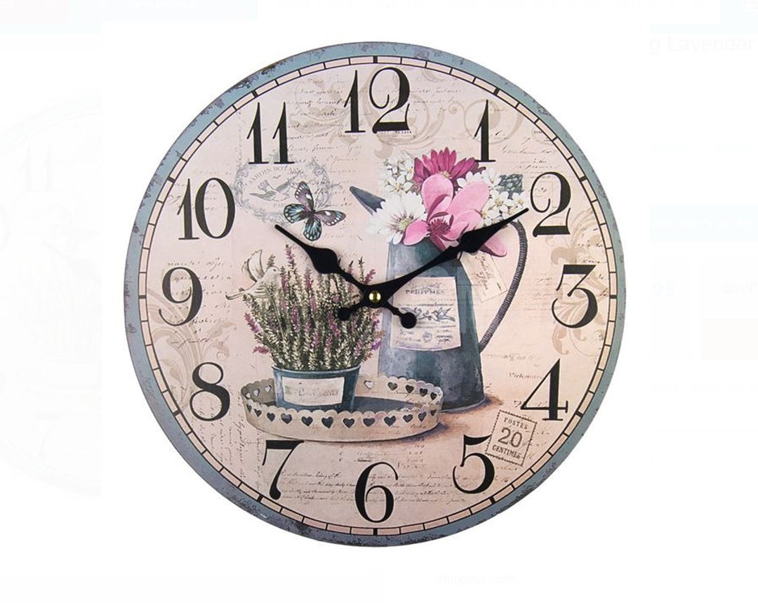 Wooden Wall Clock Flower Design Farmhouse Decor Home Decor Etsy